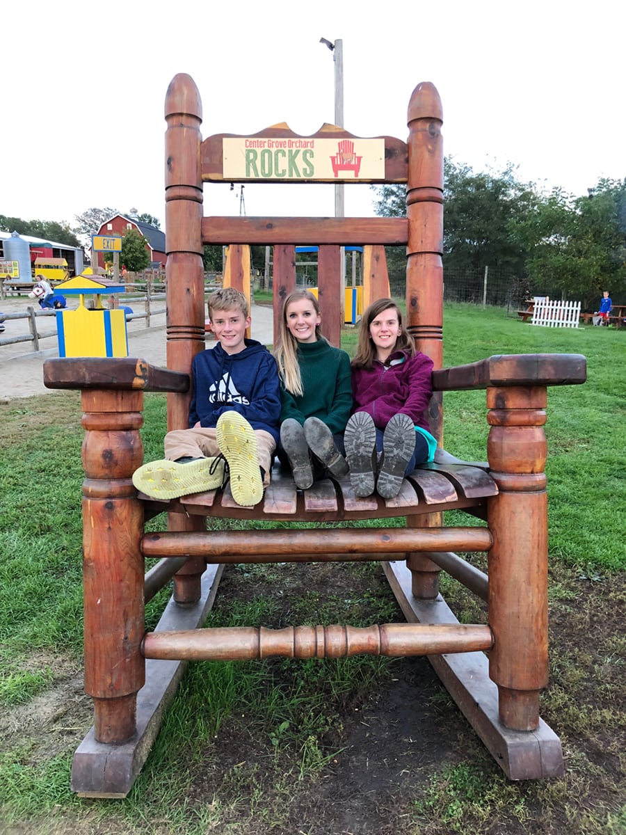 Kids in giant chair